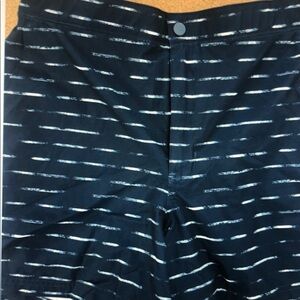 Men's Navy Striped Swim Trunks